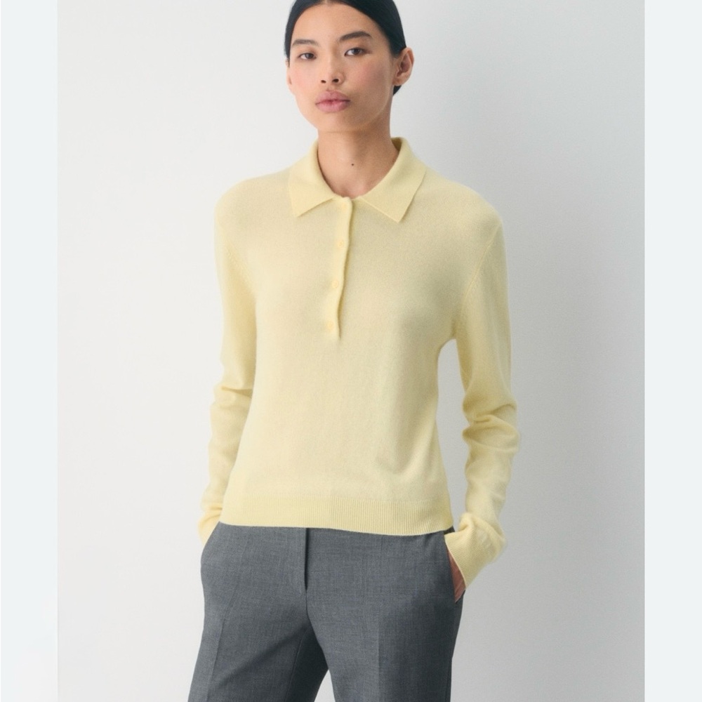 Aritzia Cashmere Butter Yellow POLO  Nwt size Large